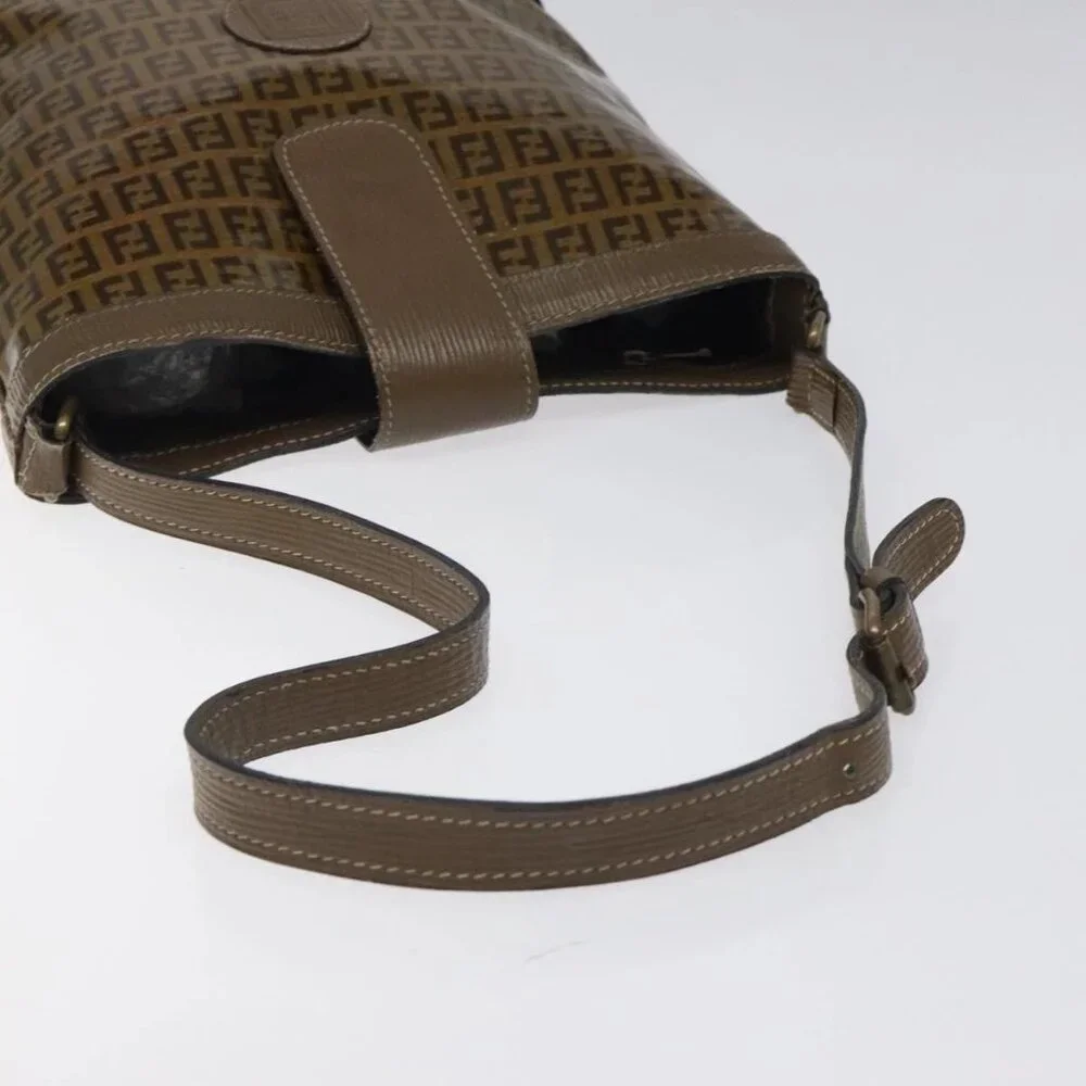 FENDI Zucchino Canvas Shoulder Bag Enamel Beige Gold Auth ep8215 - Picture 8 of 16